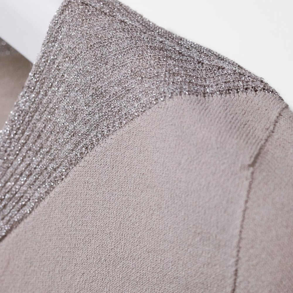 D. Exterior Taupe Glitter Rib Blouse - Picture 7 of 11
